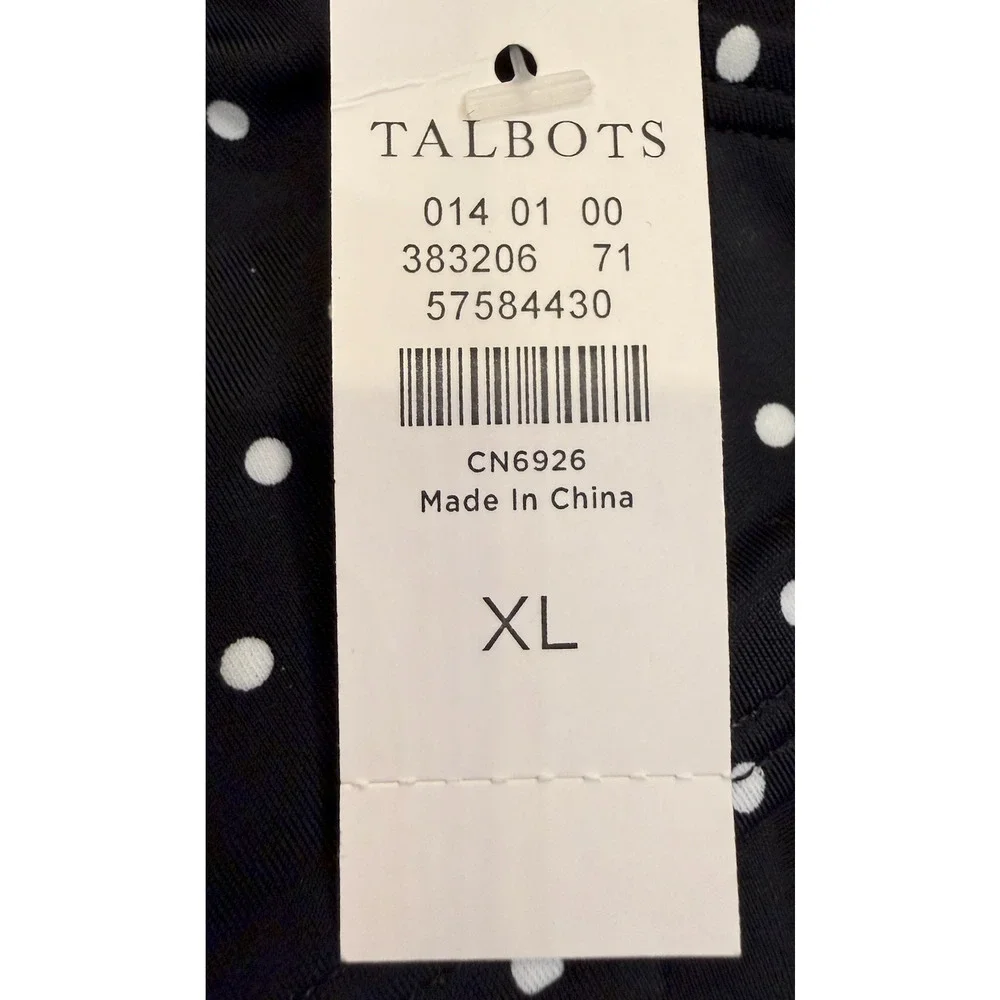 NWT TALBOTS AQUA CLUB BLACK WHITE TAHITI DOT FAUX WRAP ONE PIECE SWIMSUIT SZ XL